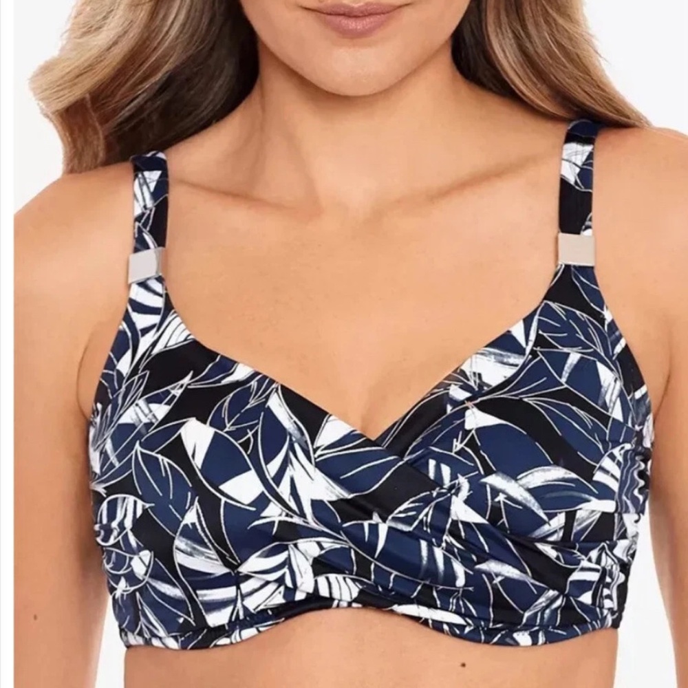 Miraclesuit SILVER GRAY Surplice Underwire Bikini Swim‎ Top